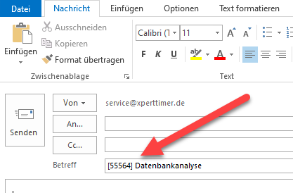 Task sent through email