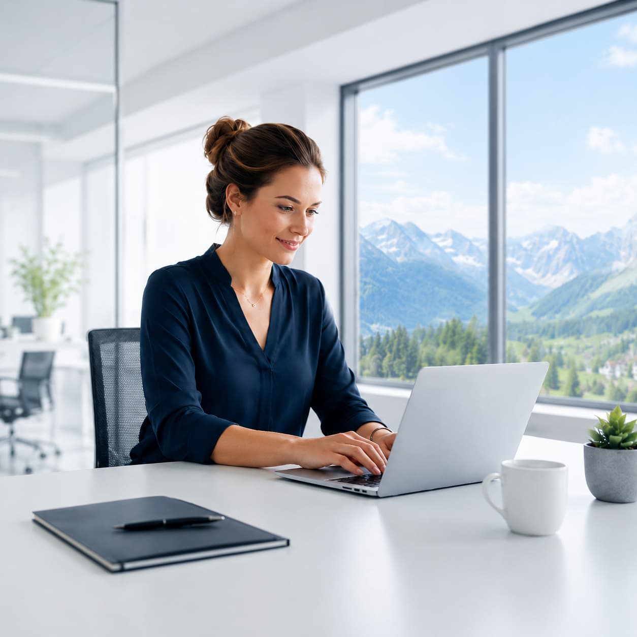 Woman at workplace – time tracking with Xpert-Timer Pro